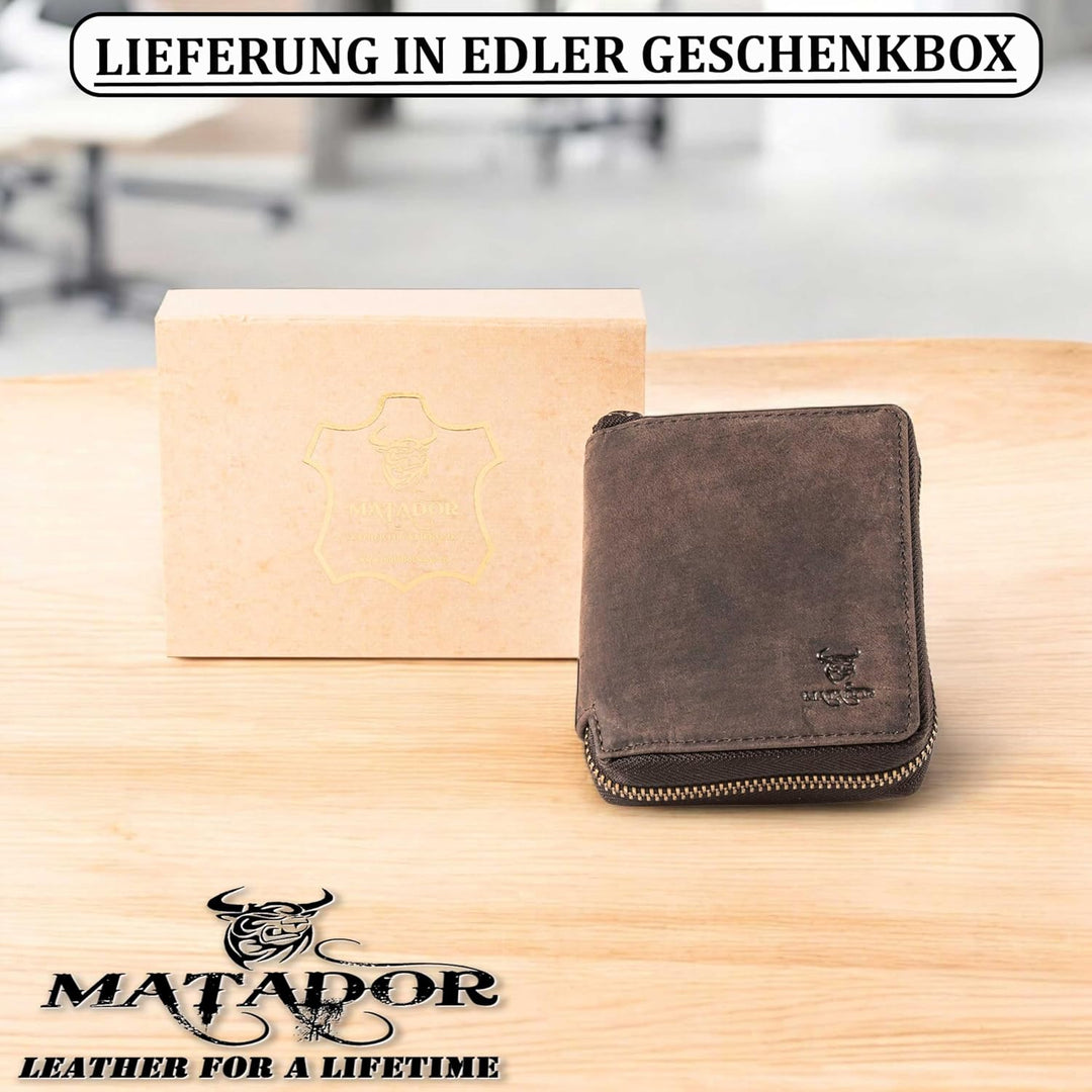 MATADOR Männer Geldbörse Leder #Granada mit edler Geschenk Box, Elegante Herren Geldbörse Leder mit