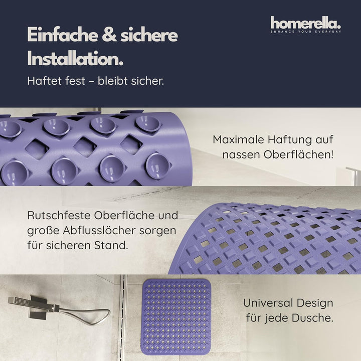 homerella© Duschmatte rutschfest 53x53cm, INKL. AUFHÄNGUNG, Antirutschmatte Dusche, schimmelresisten