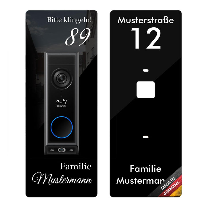 iSecur Personalisierte Blende passend für Eufy Akku-Videotürklingel aus Acryl schwarz I Video-Doorbe