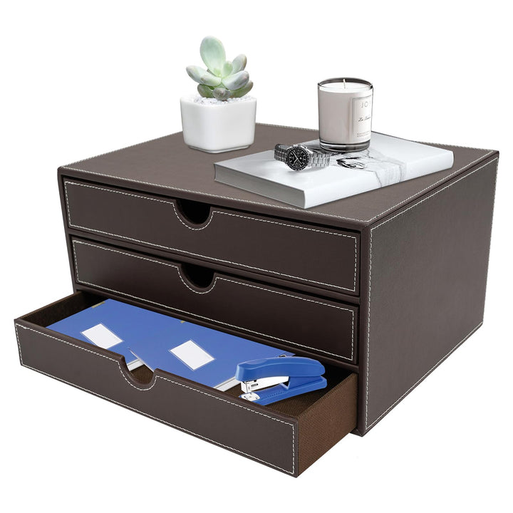 Schreibtisch-Organizer: Schubladenbox mit 3 geschlossenen Schubladen für Büro, Schule, Homeoffice un