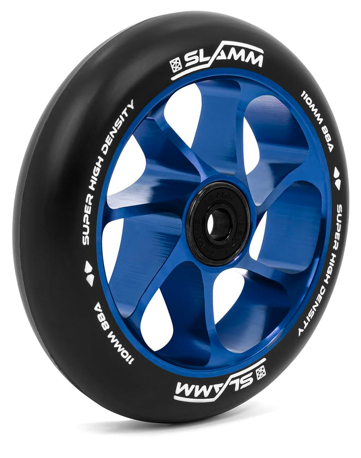 Slamm Team Wheel 110 mm schwarz &amp; blau | Stunt-Scooter Aluminiumkernräder mit super hohem Rückprall