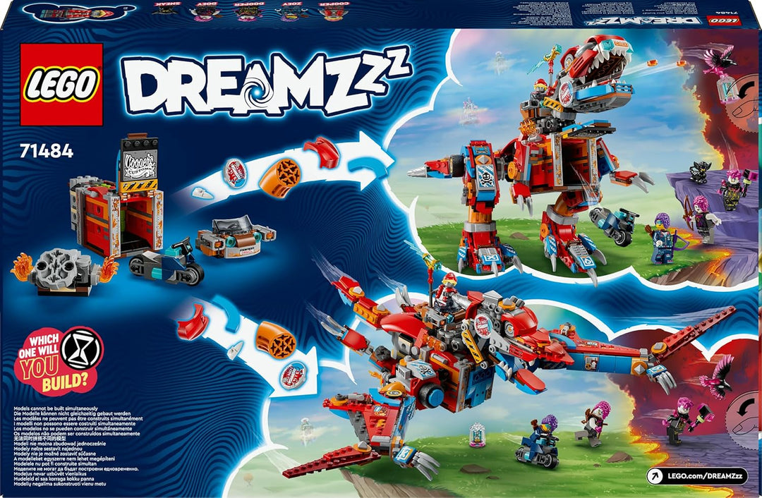 LEGO DREAMZzz 2-in-1 Coopers Dino-Mech C-Rex, Spielzeug-Pterodaktylus, T.Rex-Actionfigur für Jungen