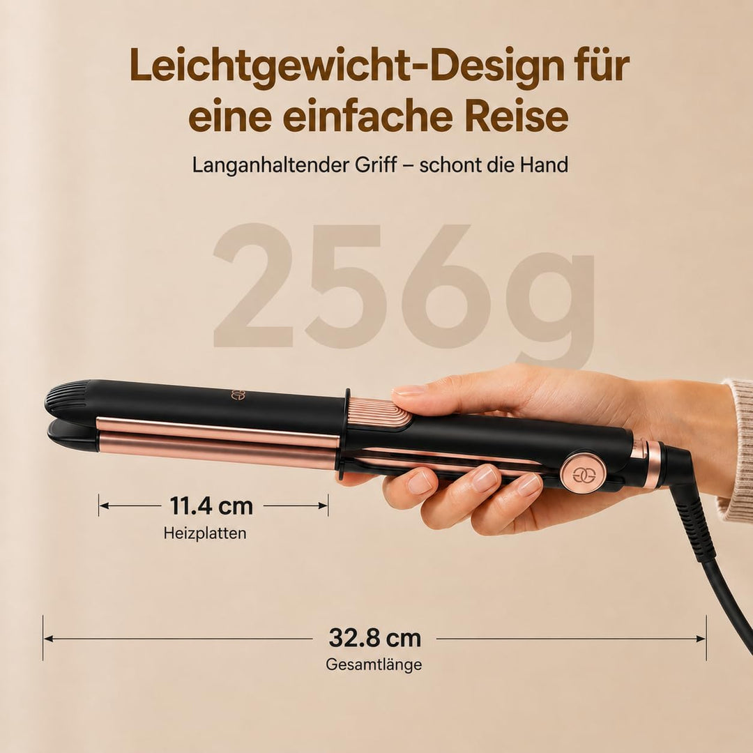 Glätteisen 2-in-1 Professioneller Haarglätter & Lockenstab Golden Goods – Titanplatten mit Keramikbe