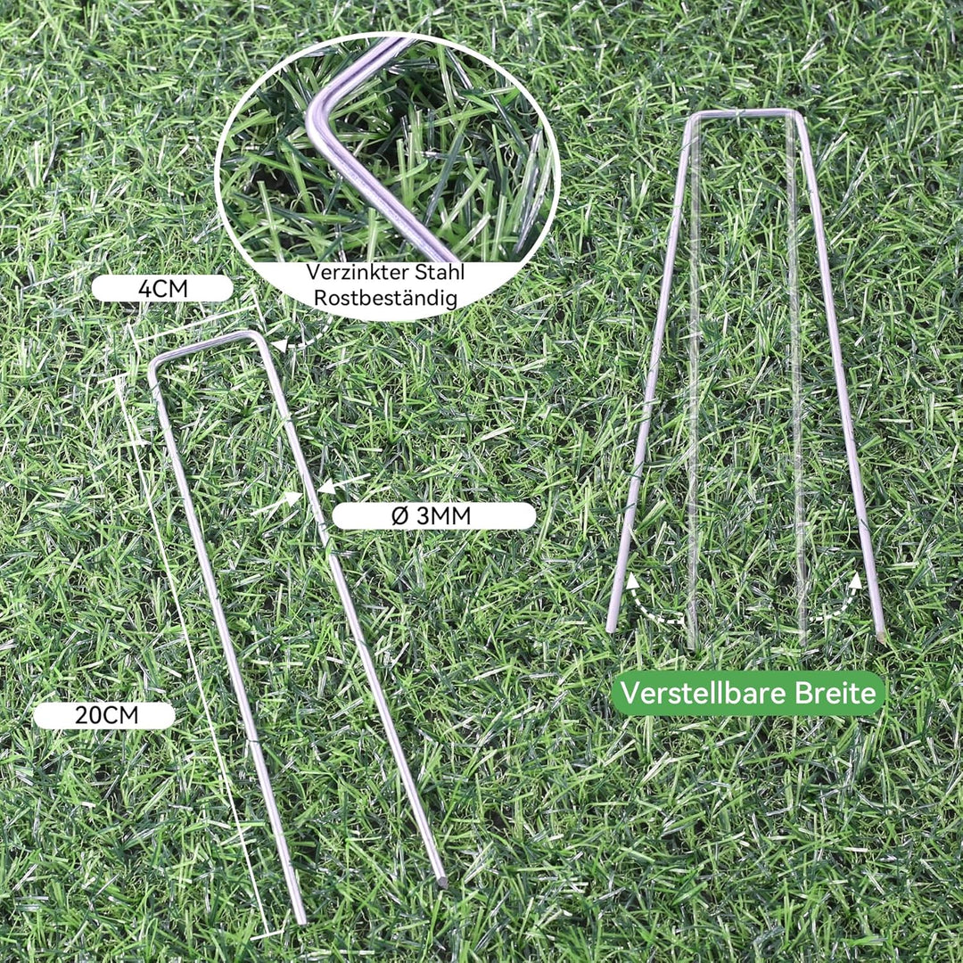 Graxury 100 Stück 20cm Ø 3mm Schwere Gartennägel Stahlpfähle - Verzinkte Stahlklammern zur Sicherung