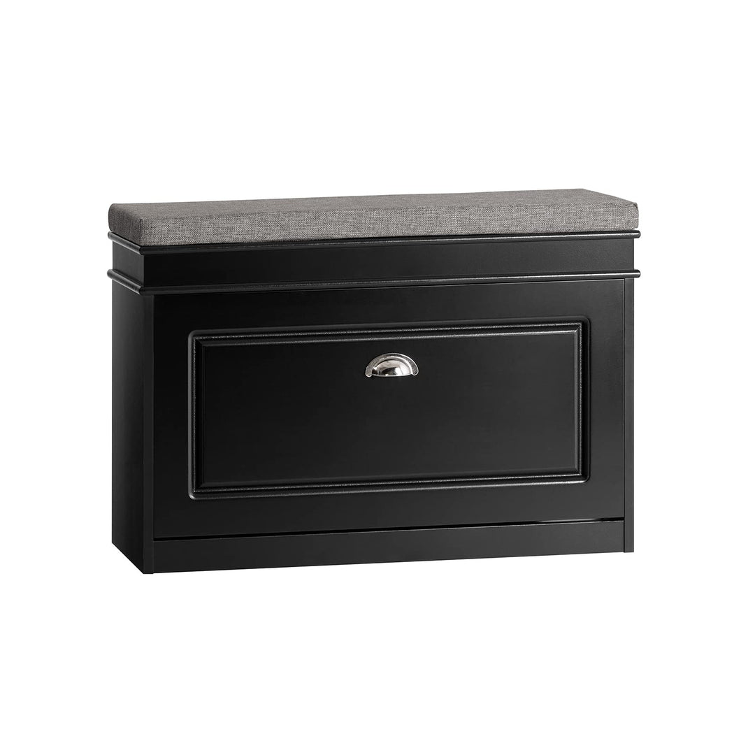 SoBuy Schuhbank mit Sitzkissen und Stauraum Schuhschrank mit Klappe, Schuhregal schmal platzsparende