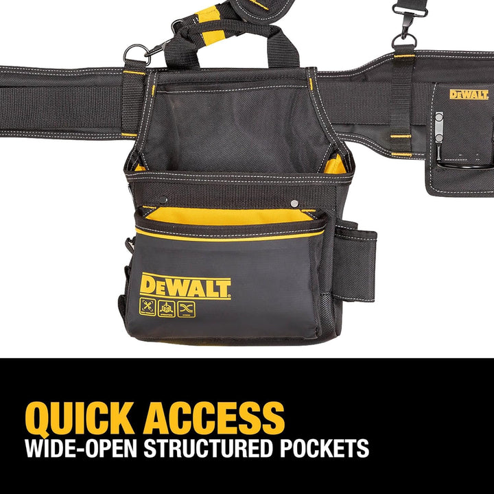 DEWALT Werkzeuggürtel, mit verstellbaren Hosenträgern, 25 Taschen, Schwarz & Gelb (DWST540602) Werkz