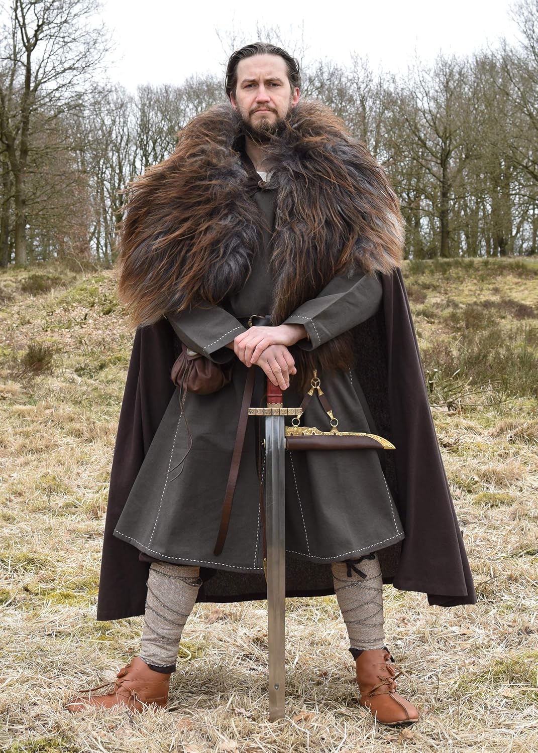 Battle-Merchant | Mittelalter Tunika Askur | LARP Wikinger Kleidung aus Baumwolle für Herren Weinrot