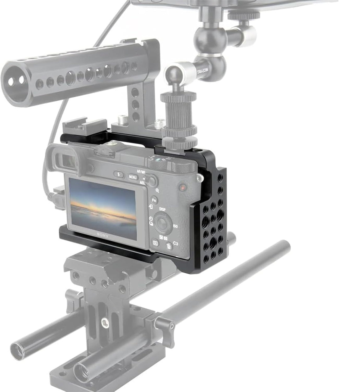 NICEYRIG Aluminium Kamera Käfig für Sony A6100 A6400 A6300 A6000 NEX7 mit 1/4” Gewinde und Cold Shoe