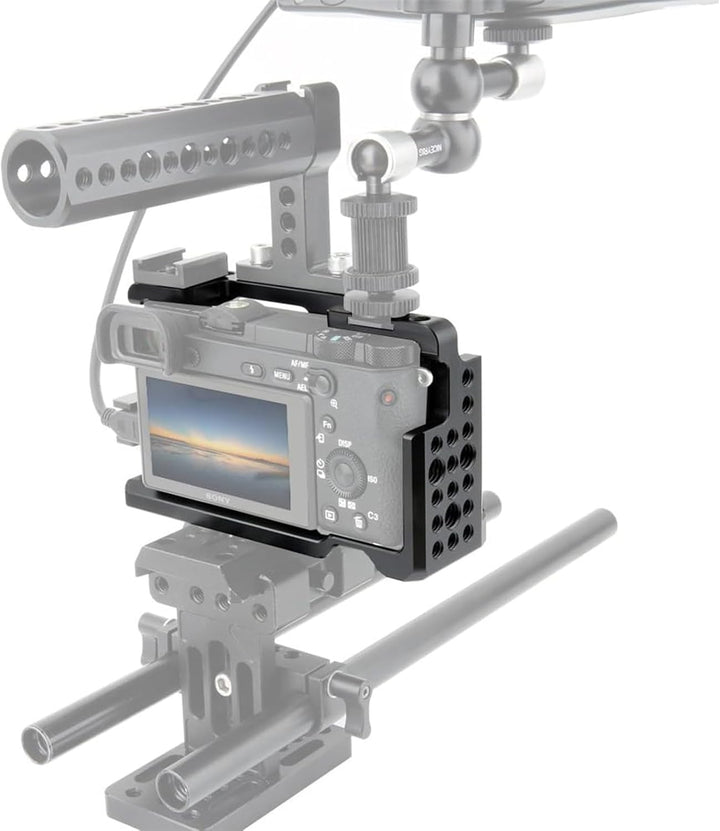 NICEYRIG Aluminium Kamera Käfig für Sony A6100 A6400 A6300 A6000 NEX7 mit 1/4” Gewinde und Cold Shoe