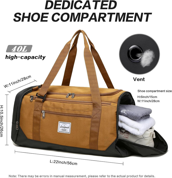 Laripwit Reisetasche Herren 40L Mittelgross Sporttasche mit Schuhfach und Nassfach Weekender Travel