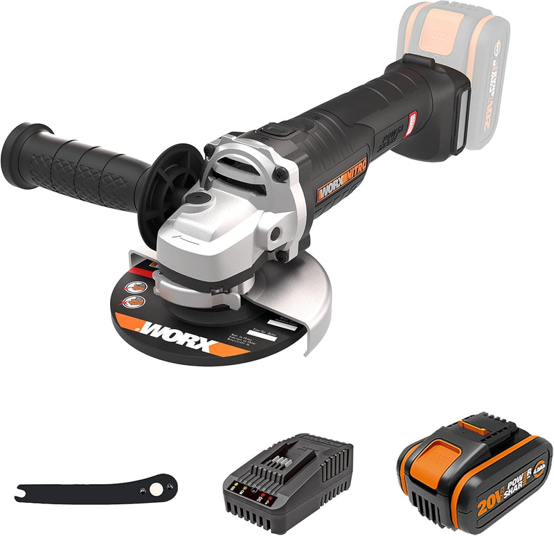 WORX WX812 NITRO Akku Winkelschleifer 20V - 125mm Scheiben-Durchmesser - 8500 U/min - leistungsstark