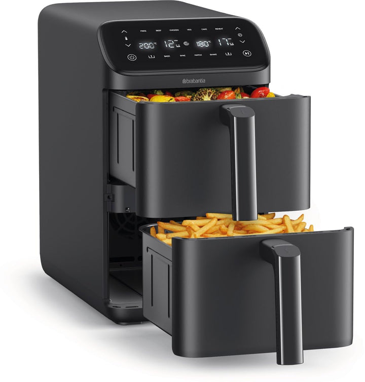 Brabantia Double Stack Airfryer XXL, 10 L, 2 Vertikale Schubladen, PFAS-frei, Heissluftfritteuse, 6