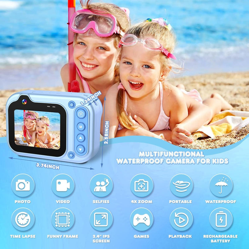 Unterwasserkamera Kinder Kamera Unterwasser Fotoapparat Wasserdicht Digitalkamera 12MP wasserdichte