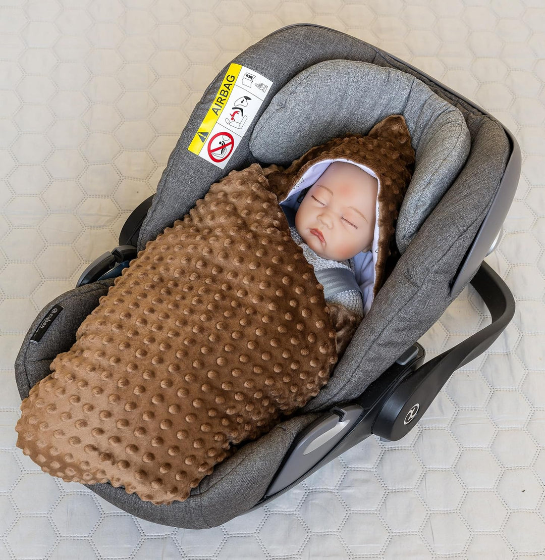 LOOLAY Einschlagdecke Babyschale kompatibel mit 3 und 5 Punkt Gurtsystemen – Babydecke für Autositz