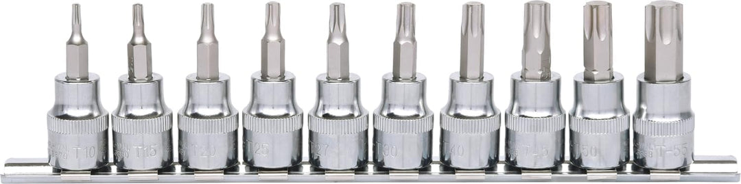 KS Tools 918.3939 3/8" CHROMEplus Bit-Stecknuss-Satz TX, 10-tlg. T10-T55