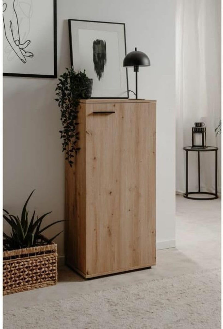 Schuhschrank, Kommode, Holzwerkstoff, Dekor Artisan Oak, Mass: B x H x T ca. 50 x 110 x 34 cm