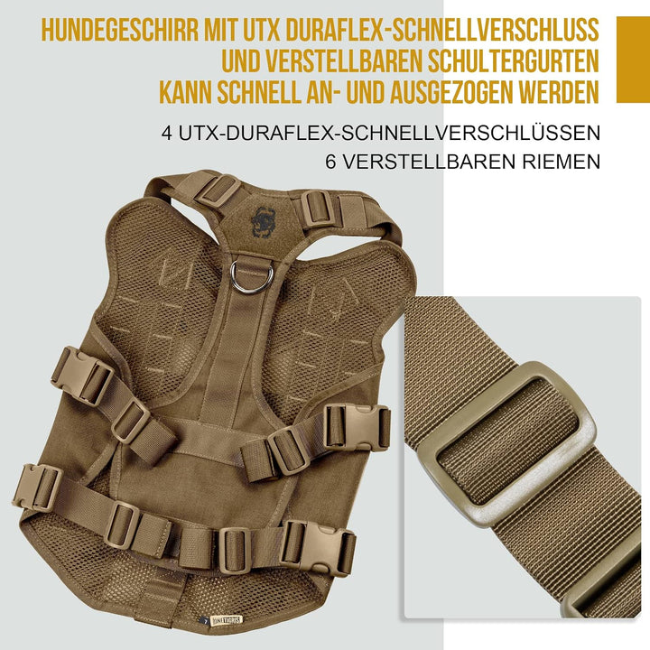 OneTigris Anti Zug Hundegeschirr Grosse Hunde, AIRE MESH Taktisches Geschirr mit 2 Griff &amp; 3 D-Ringe