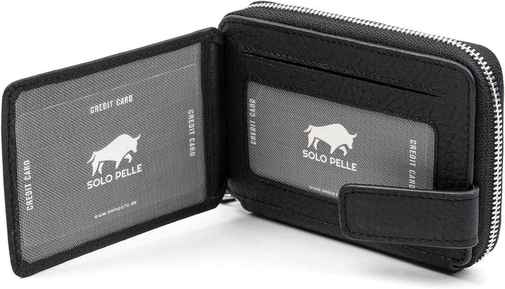 Solo Pelle Leder Geldbörse aus echtem Leder mit Magnetverschluss - Platz für 15-20 Karten + 1 Schein