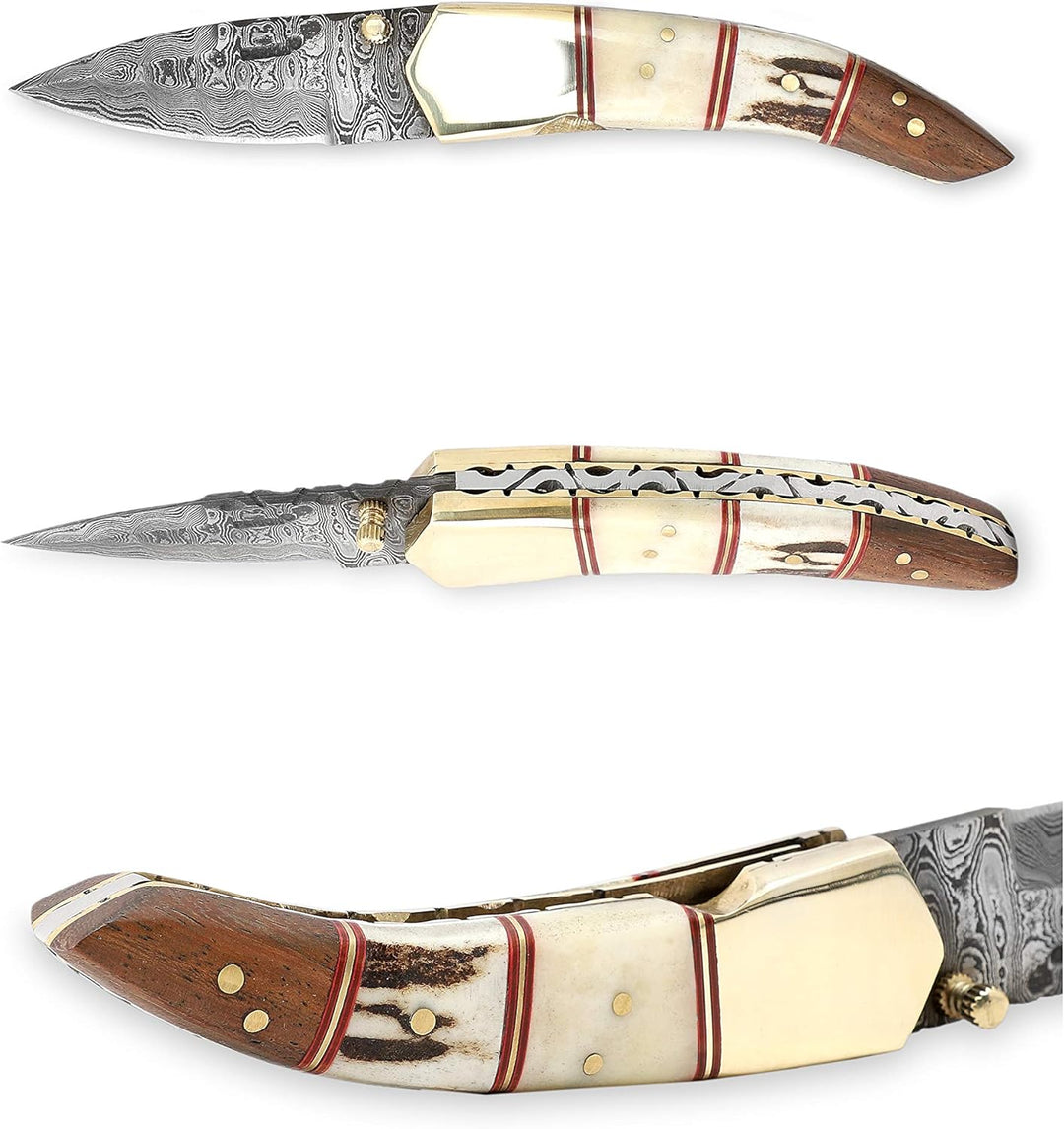 Perkin Knives Taschenmesser/Camping-Werkzeug, Damastklinge, handgemacht