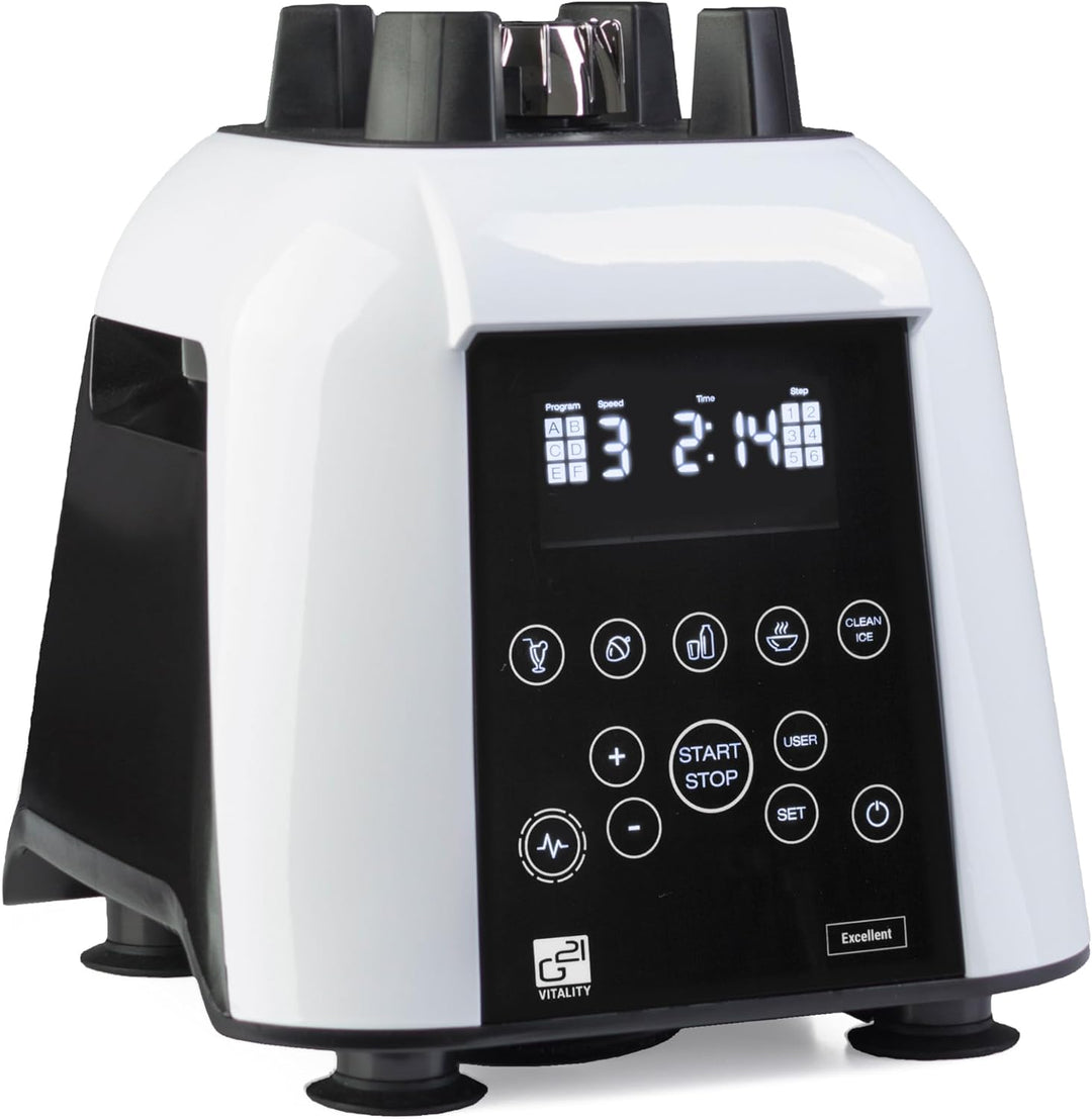 Blender G21 Excellent, Weiss, 1.700 W, 32.000 U/min, BPA-frei, Behälter von 2,5 l, 11 Programme, 4 J