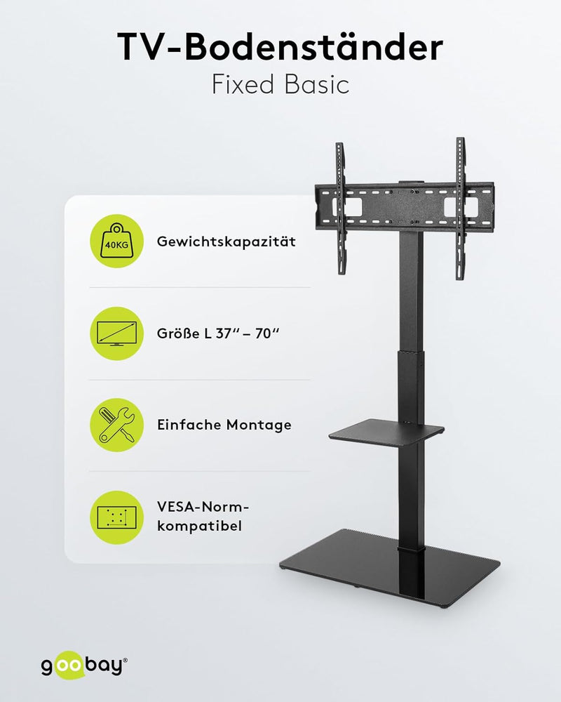 goobay 58526 TV Standfuss für Fernseher und Monitore zwischen 37“ und 70 Zoll (94-180cm) / Schwenkba