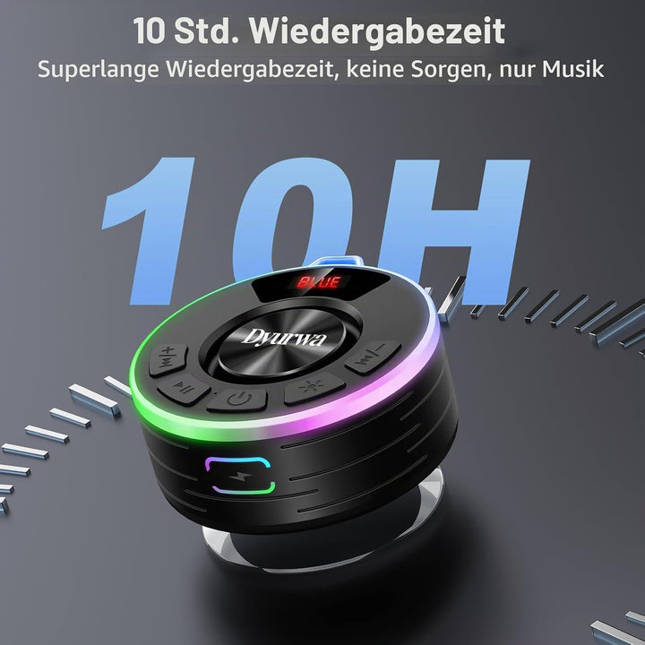 Wasserdichter Bluetooth Duschlautsprecher, 10H Bluetooth-Lautsprecher mit Saugnapf, Tragbare bluetoo