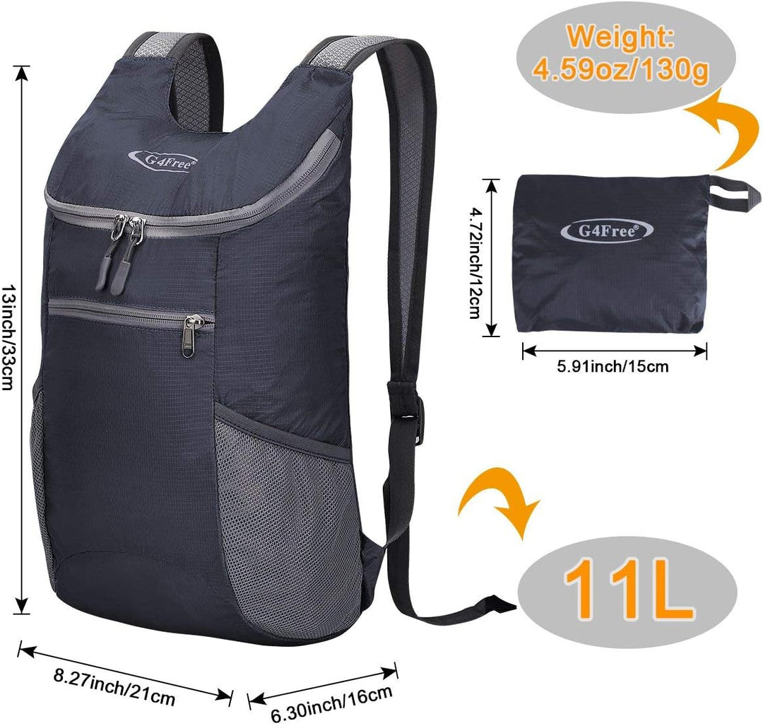 G4Free Ultraleichter 11 l kleiner faltbarer Rucksack für Reisen, Wandern, Radfahren, Wandern oder Me