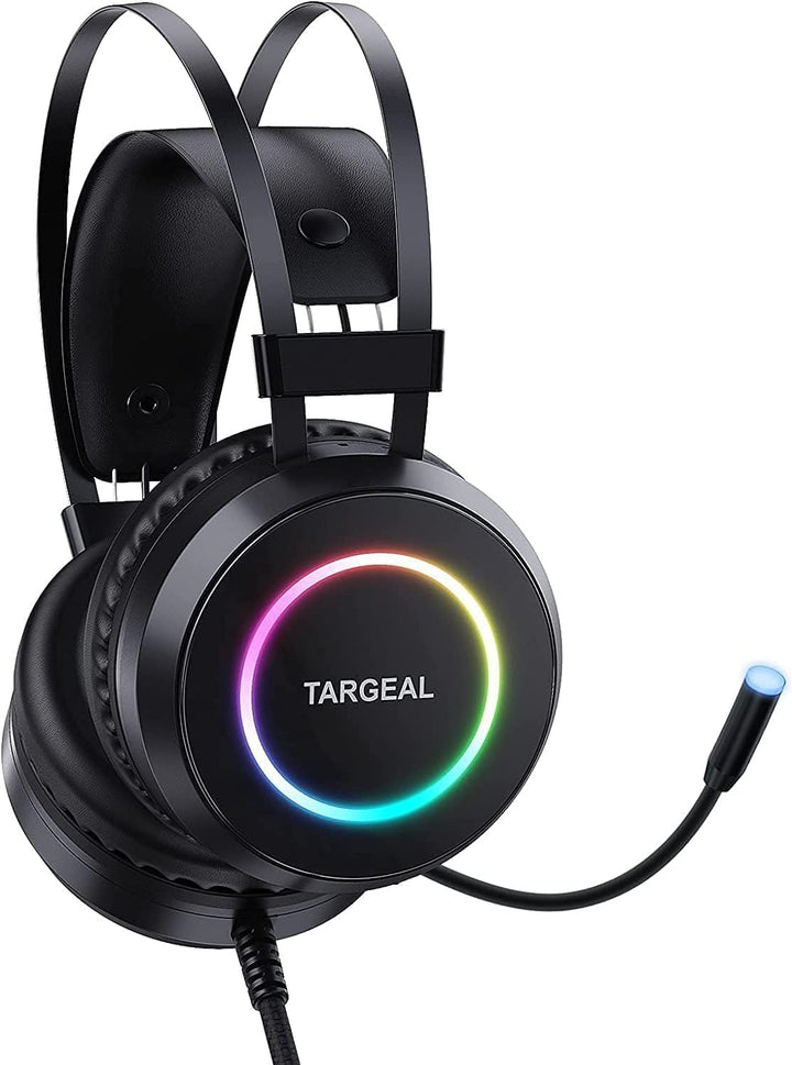 Y-YOPZI Gaming Headset, Headset mit Mikrofon 3D Surround Sound Headphones Noise Cancelling RGB Light