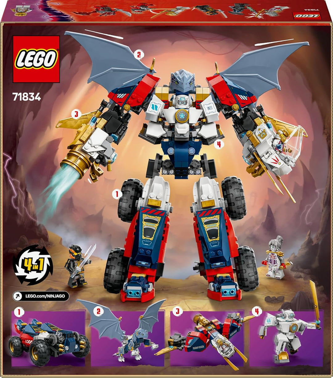 LEGO NINJAGO 4in1 Zanes Ultra-Kombi-Mech - Spielzeug mit Auto Modell - Umbaubar in einen Jet oder Dr