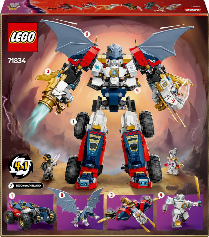 LEGO NINJAGO 4in1 Zanes Ultra-Kombi-Mech - Spielzeug mit Auto Modell - Umbaubar in einen Jet oder Dr