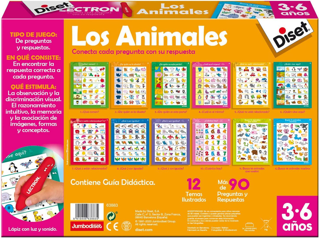 Diset 63883 Tiere Spielzeug, Sortiert, 39x27x5,3 Lernspiel, Tiere, Lernspiel, Tiere