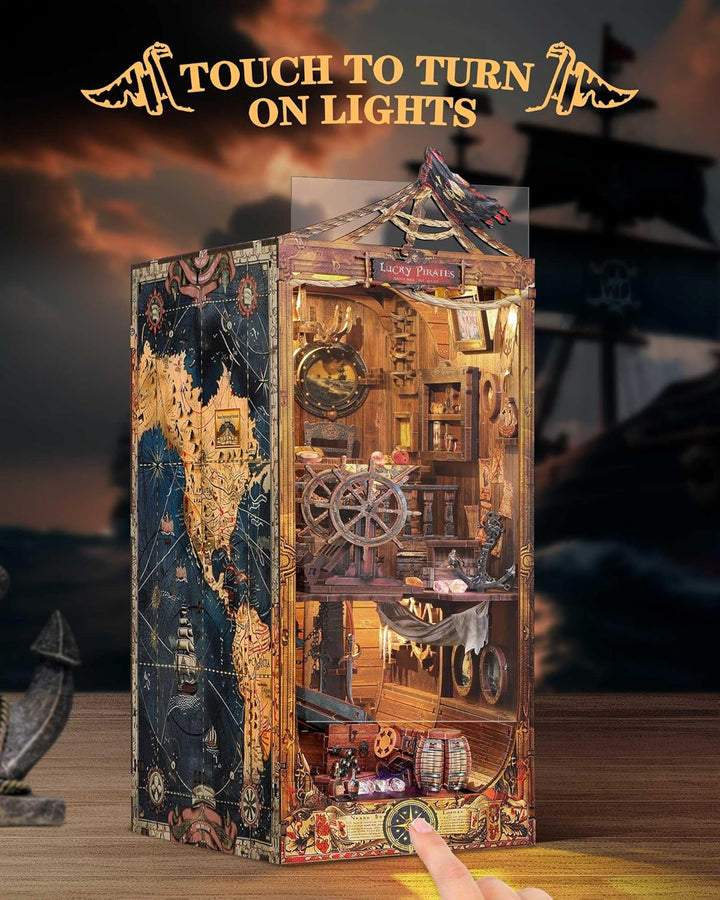 Quanquer DIY Book Nook Kit für Erwachsene_mit Staubschutz und LED-Licht 3D hölzerne Miniatur Puppenh