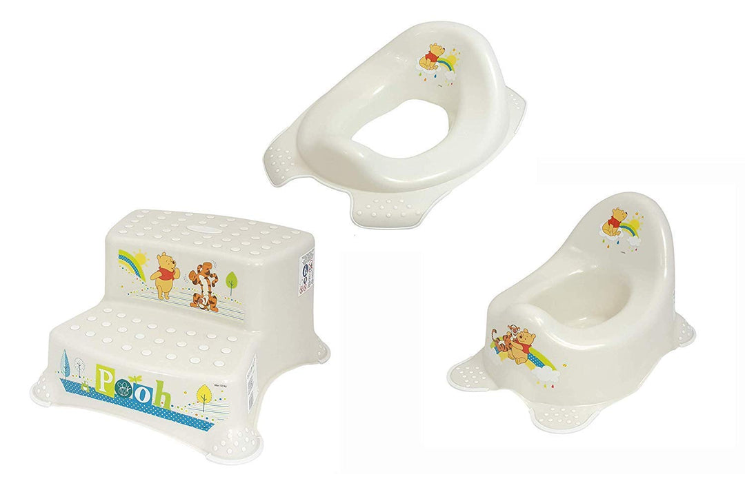 KiNDERWELT Töpfchen Set - für Kleinkinder, Topf, WC Aufsatz, Hocker (3er Set mit 2-stufigem Hocker)