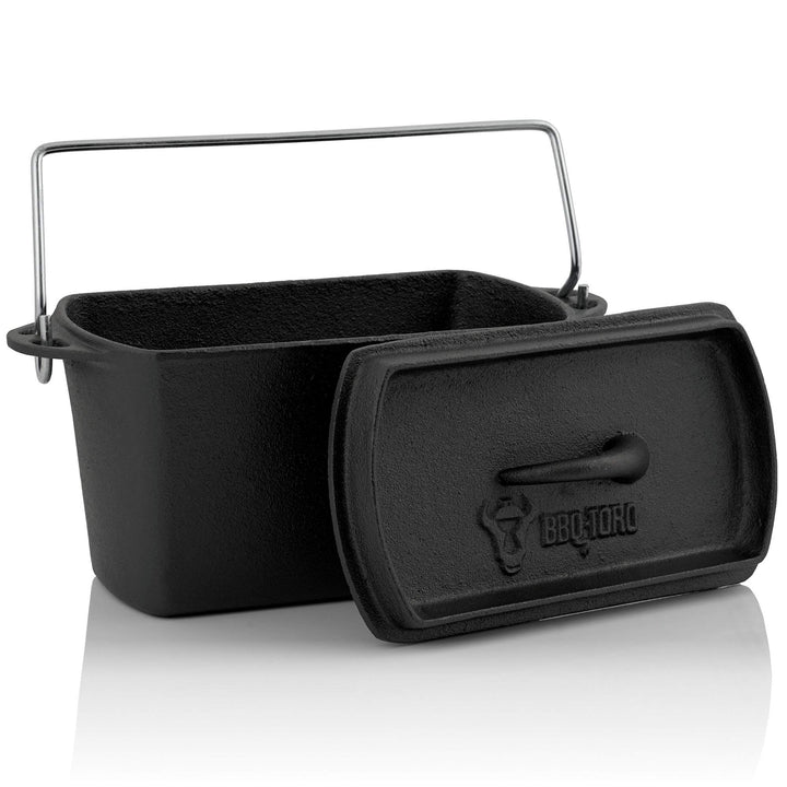 BBQ-Toro Gusseisen Backtopf | 2 Liter - 27 x 12,5 x 15 cm | bereits eingebrannt - pre-Seasoned | Dut