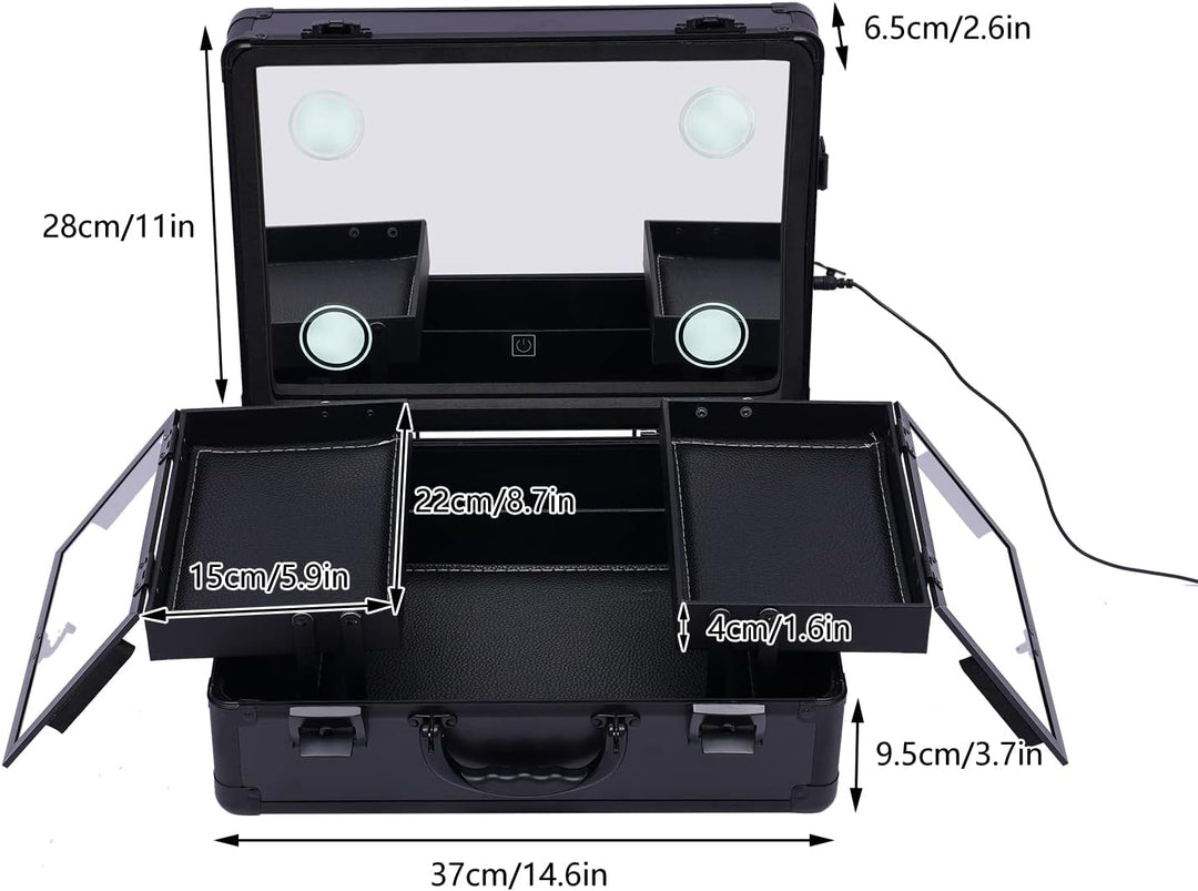 Schminkkoffer Verstellbare Schminktisch Make-up Koffer Kosmetik-Zug Tisch Lichter Pro-Schminkstation