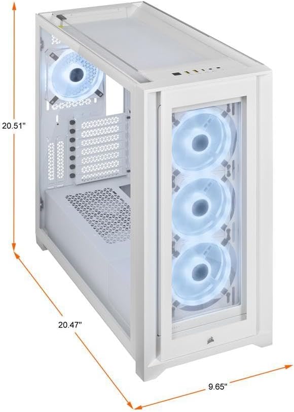 Corsair iCUE 5000X RGB QL-Edition Miditower Gehäuse (Vier CORSAIR QL120 RGB-Lüfter, CORSAIR iCUE Lig