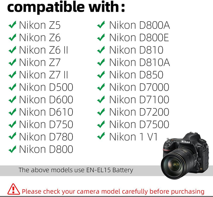Glorich EH-5 Plus EP-5B Ersatz für AC-Adapter für Nikon 1 V1, D500, D600, D610, D750, D800, D810, D7
