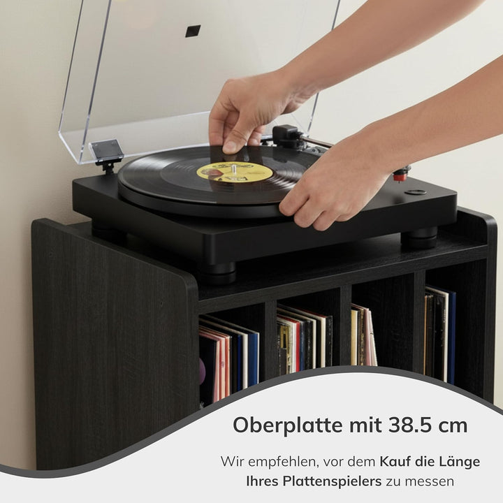 ACAZA Plattenspieler Tisch für Schallplatten Aufbewahrung – Schrank mit 4 Fächern – 40 x 30 x 66cm –