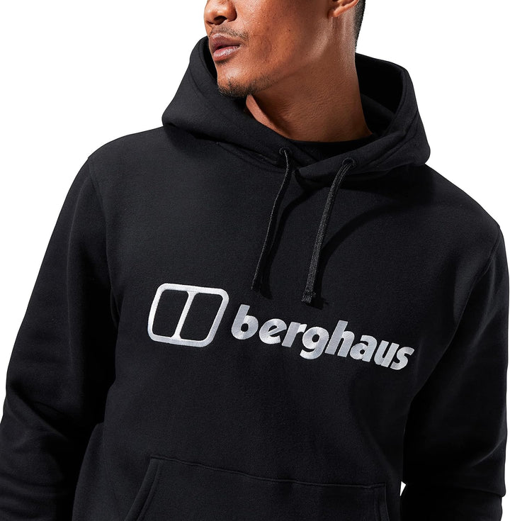 Berghaus Herren Logo Kapuzenpullover, Dazugegeben Wärme, Extra Bequem Fleecejacke, Schwarz