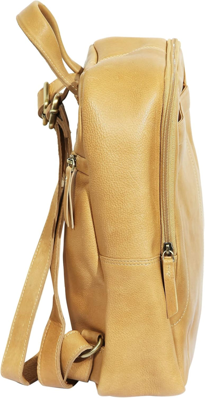LEONARDO VERRELLI Damen-Rucksack Handtasche bis 16 Zoll Leder 30x27,5x9,6cm 3900057 Hellbraun, Hellb
