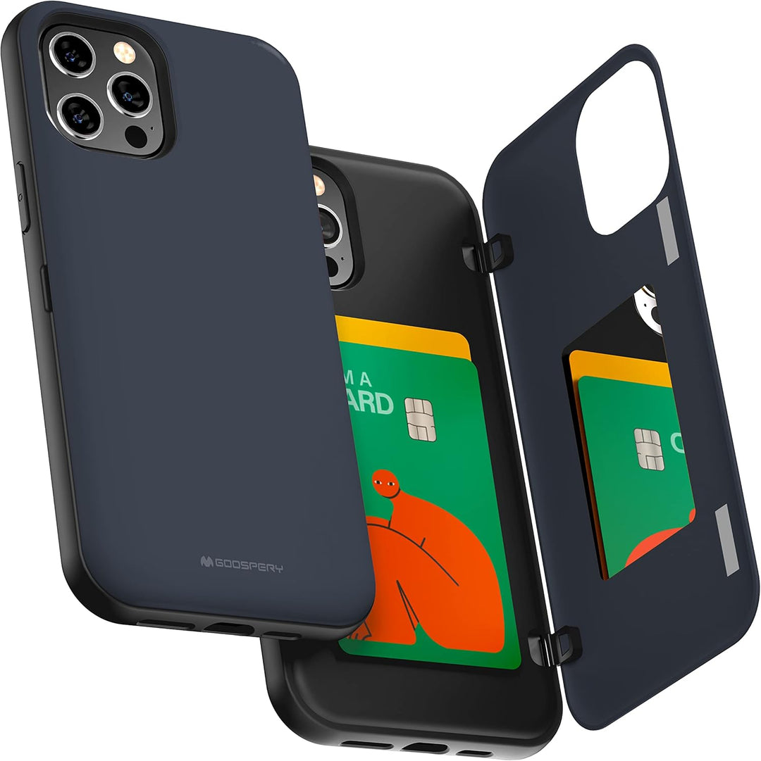 Goospery Bumper Kartenhalter Hülle Kompatibel für iPhone12 Pro Max (Mitternachtsblau), Mitternachtsb