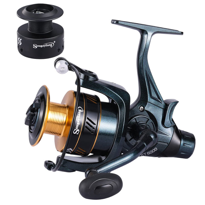Sougayilang Angelrollen Karpfenangelrolle 13+1BB Kugellager Spinnrollen, Bait Runner Rollen, Glatte,