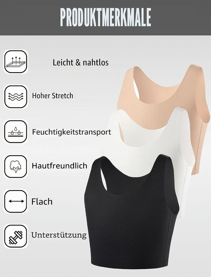 XUJI Brust Binder Trans FTM Atmungsaktive Kompression Nahtlos Top für Transgender XL Schwarz, XL Sch