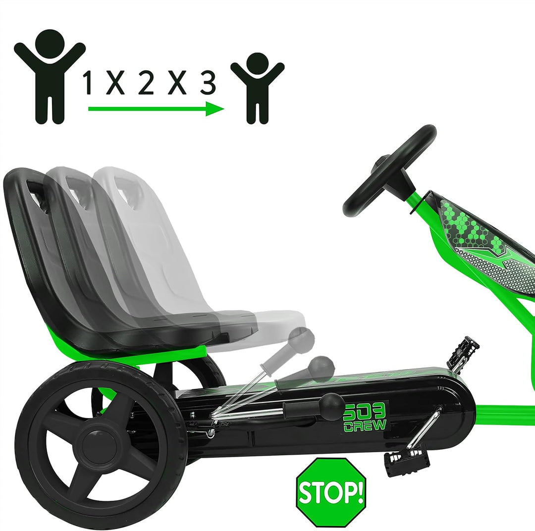 509 Crew XSpeed Pedal Go Kart, Pedal Car, Ride On, Sporty Graphics on The Front Fairing, Adjustable