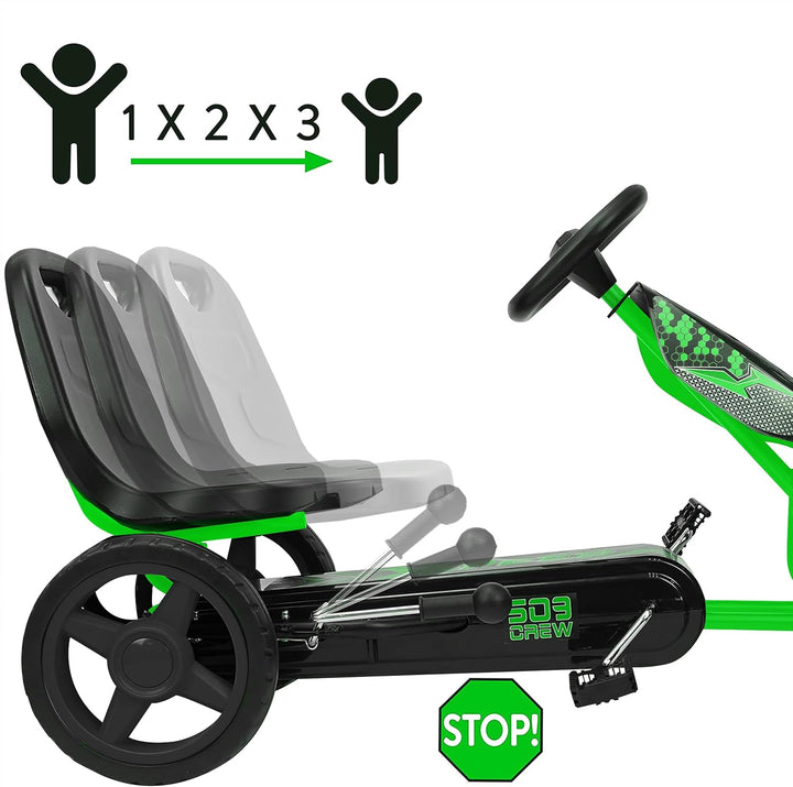 509 Crew XSpeed Pedal Go Kart, Pedal Car, Ride On, Sporty Graphics on The Front Fairing, Adjustable