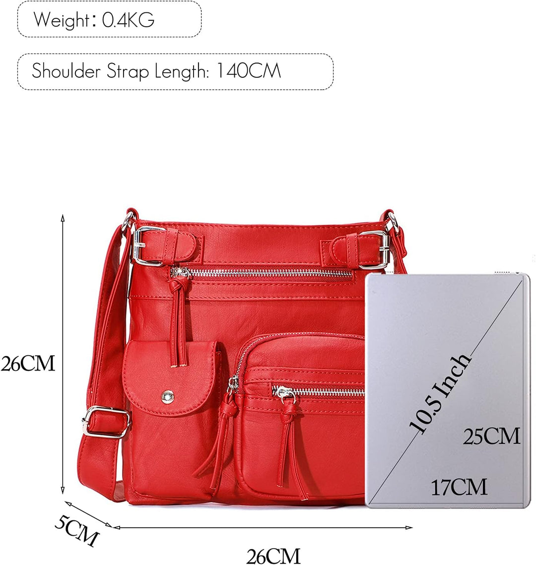 FANDARE Leichte Schultertasche Umhängetaschen Damen Schulranzen Handtaschen Klein Frauen PU Leder Wa
