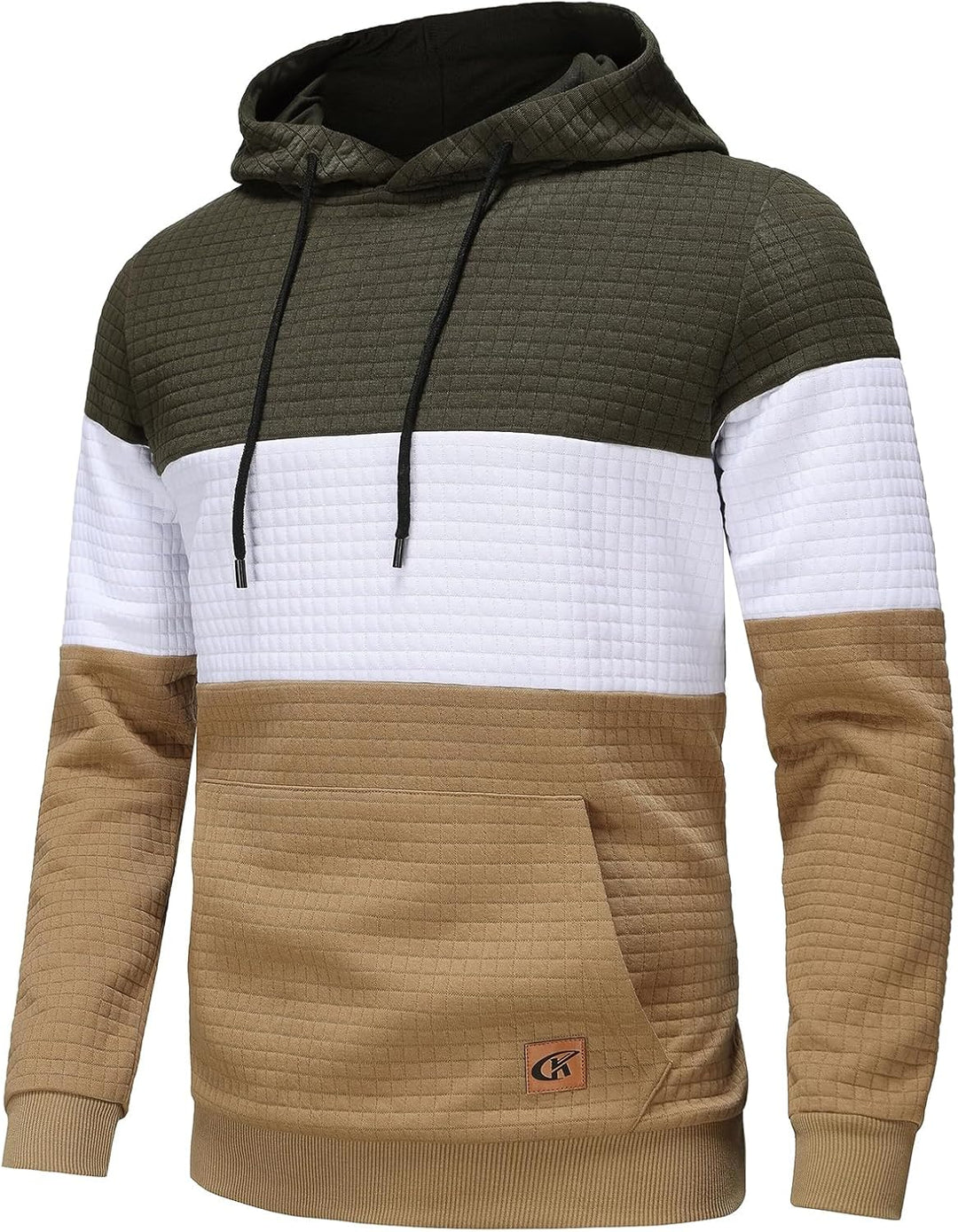 YuKaiChen Herren Pullover Herren Patchwork Hoodie Langarm Jacquard Kaputzenpullover Farbblock Sweats