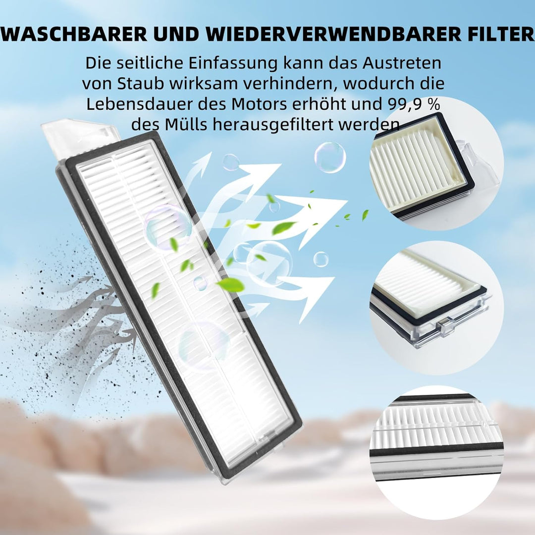 25PCS Zubehör für Roborock S8 MaxV Ultra/S8 Max Ultra Staubsauger,2 Hauptbürsten,4 HEPA-Filter,4 Mop