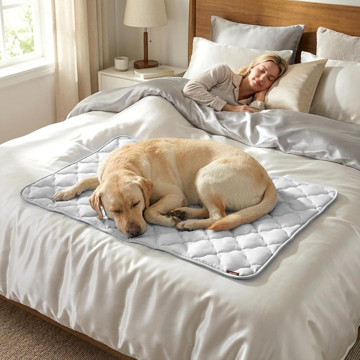 ZOMISIA Kühlmatte Hunde - 89 x 56 cm Q-Max>0.5 Waschbar Hundematte Sommer Kühlbett L für grosse, mit