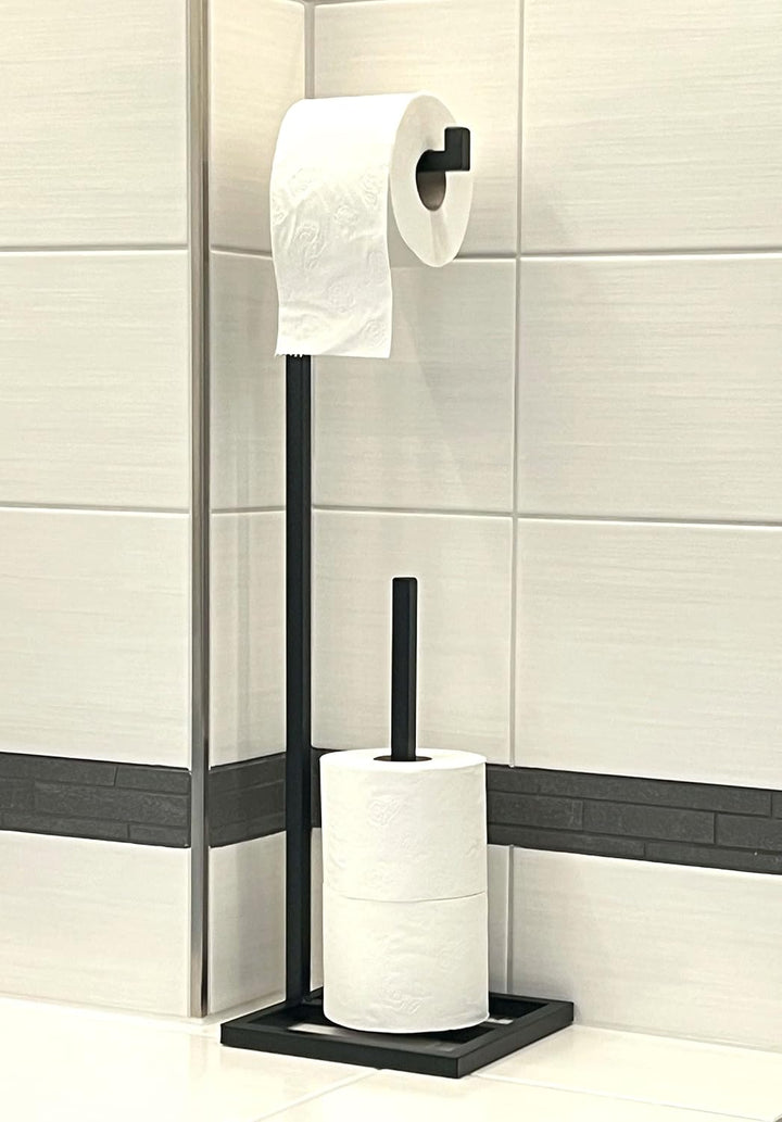 DanDiBo Toilettenpapierhalter Stehend Schwarz Metall 96459 Gäste WC Ständer Klopapierhalter Ersatzro